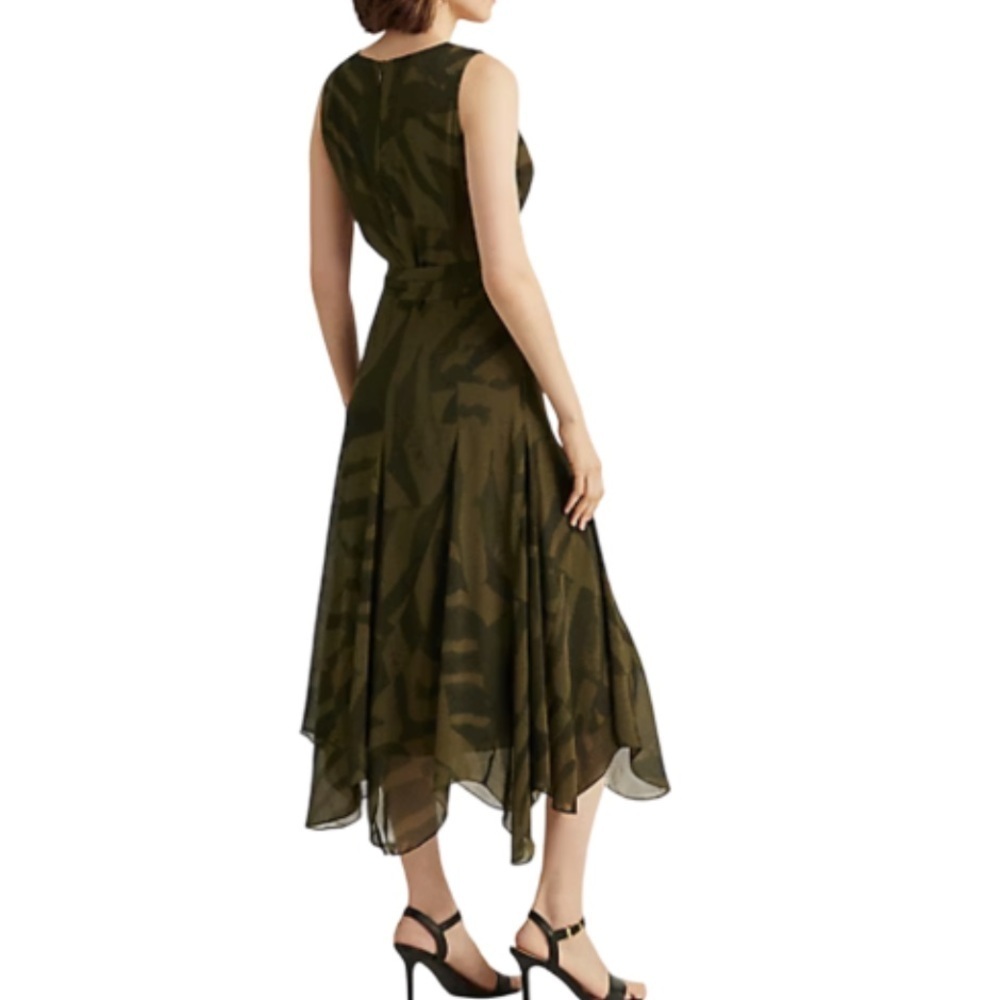 LAUREN RALPH LAUREN Belted Zebra-Print Georgette Dress - 2 - Picture 2 of 10